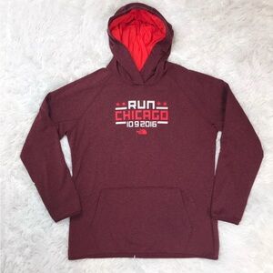 The North Face Burgundy Hoodie with Red Lining